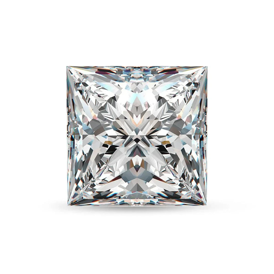 Close-up of a brilliant princess cut RingShing moissanite displaying exceptional fire and clarity.