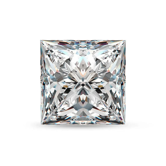 Close-up of a brilliant princess cut RingShing moissanite displaying exceptional fire and clarity.