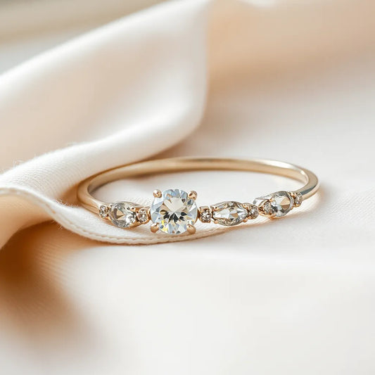 Moissanite bracelet with faceted gemstones catching light on a neutral background