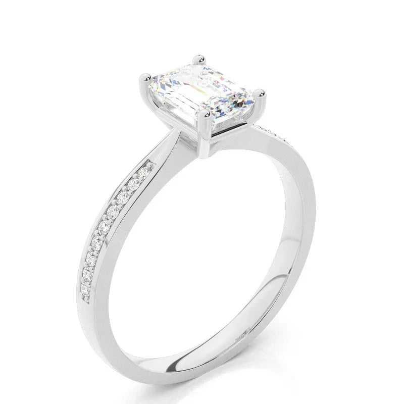 RSR-503 Premium Emerald Cut Moissanite Diamond Ring - Ringshing.com