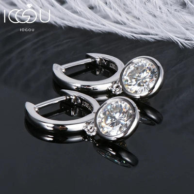 RSR-309 Elegance: Modern Hoop Earrings with 5.0mm Real Moissanite and Sterling Silver 925 - Ringshing.com