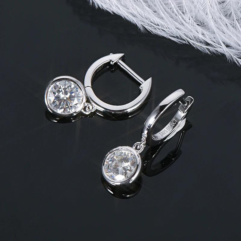 RSR-309 Elegance: Modern Hoop Earrings with 5.0mm Real Moissanite and Sterling Silver 925 - Ringshing.com
