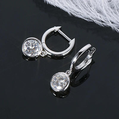 RSR-309 Elegance: Modern Hoop Earrings with 5.0mm Real Moissanite and Sterling Silver 925 - Ringshing.com