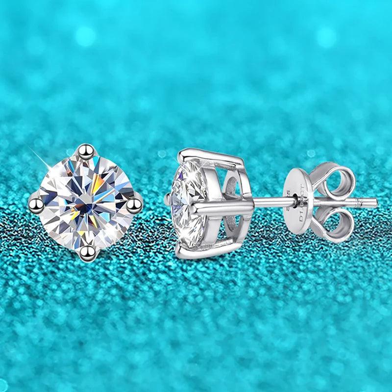 RSE-101 Original Moissanite Stud Earrings in Pure Silver - Ringshing.com