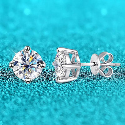 RSE-101 Original Moissanite Stud Earrings in Pure Silver - Ringshing.com