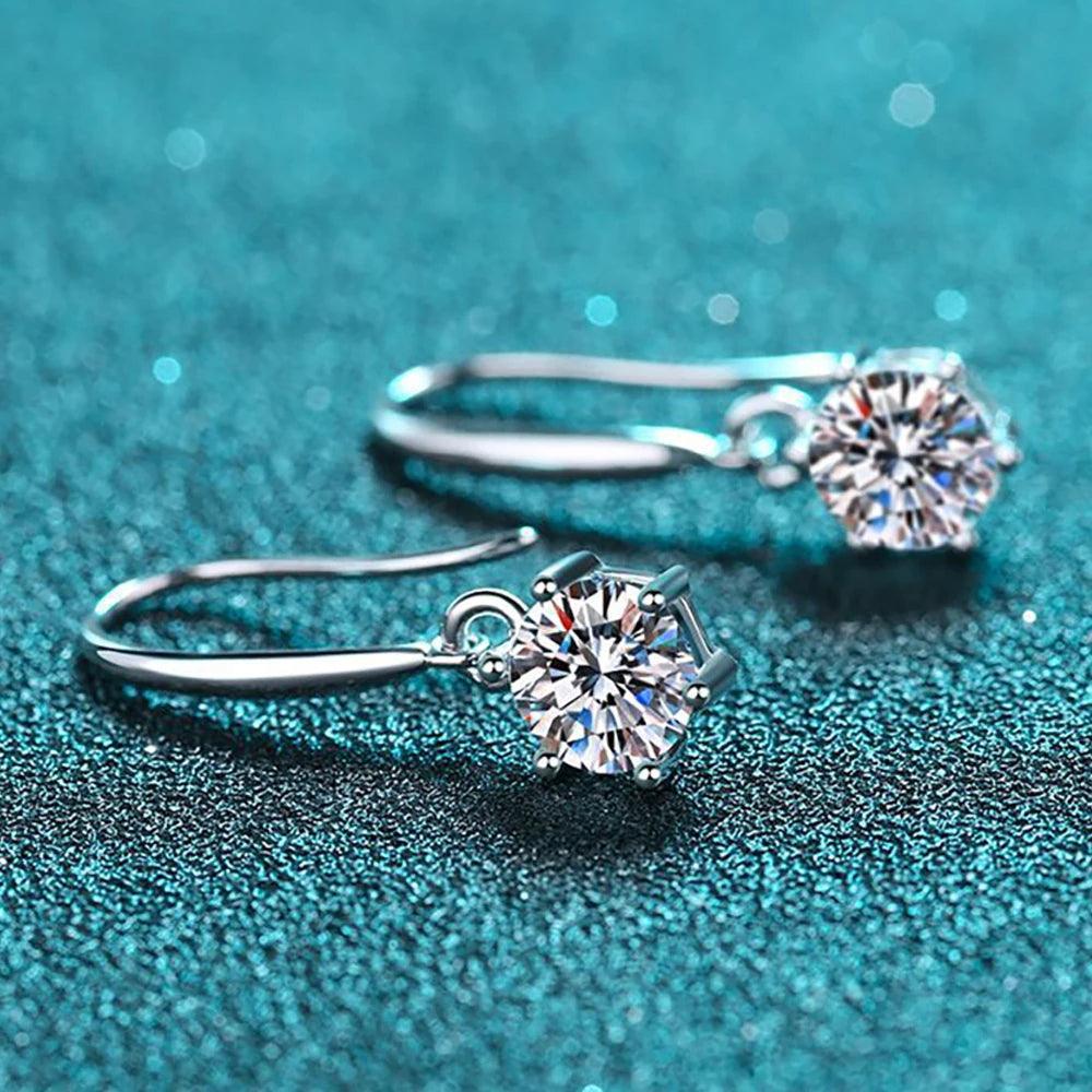 RSE-402 Classic Six Claw Moissanite hook earrings - Ringshing.com