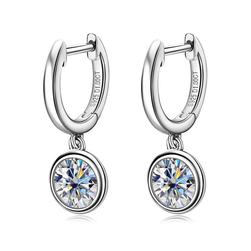 RSR-309 Elegance: Modern Hoop Earrings with 5.0mm Real Moissanite and Sterling Silver 925 - Ringshing.com