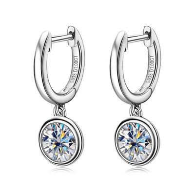 RSR-309 Elegance: Modern Hoop Earrings with 5.0mm Real Moissanite and Sterling Silver 925 - Ringshing.com