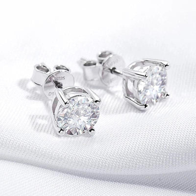 RSE-101 Original Moissanite Stud Earrings in Pure Silver - Ringshing.com