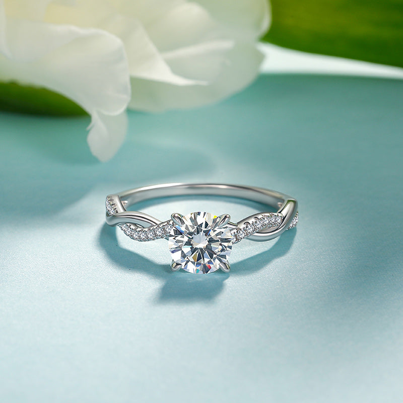 RSR-684 IGC Certified Round Cut Moissanite Twist Ring