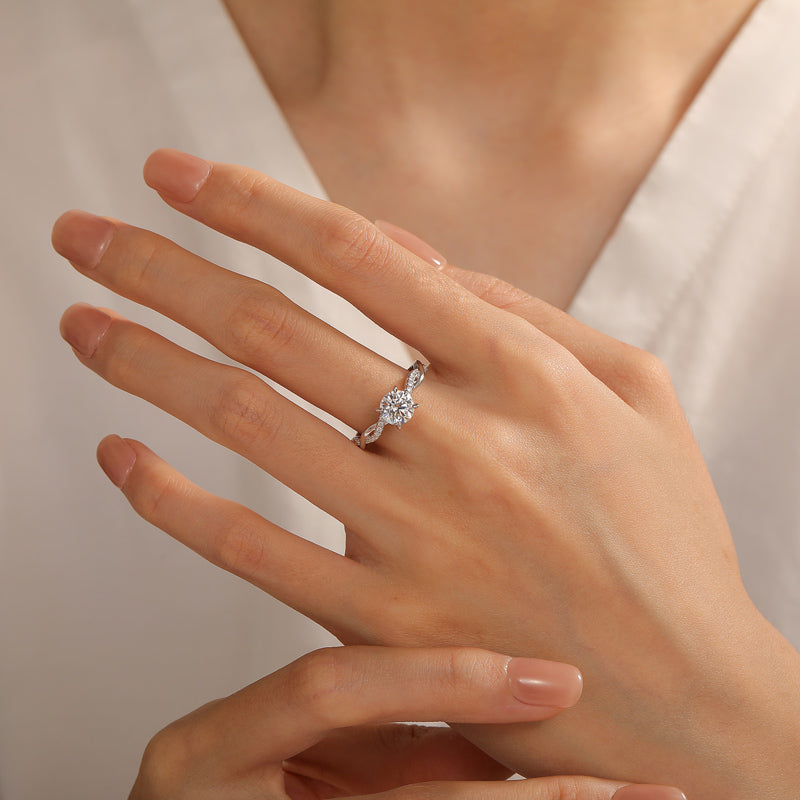 RSR-684 IGC Certified Round Cut Moissanite Twist Ring