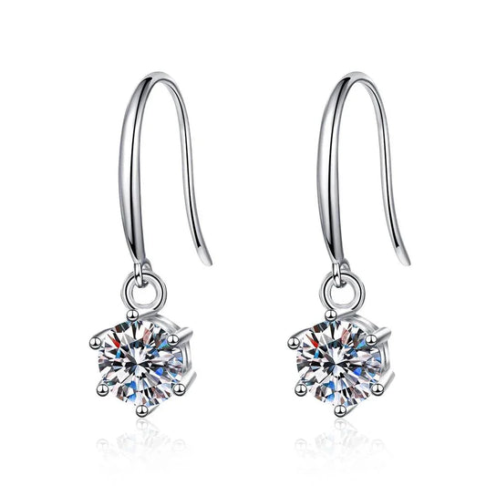 RSE-402 Classic Six Claw Moissanite hook earrings - Ringshing.com