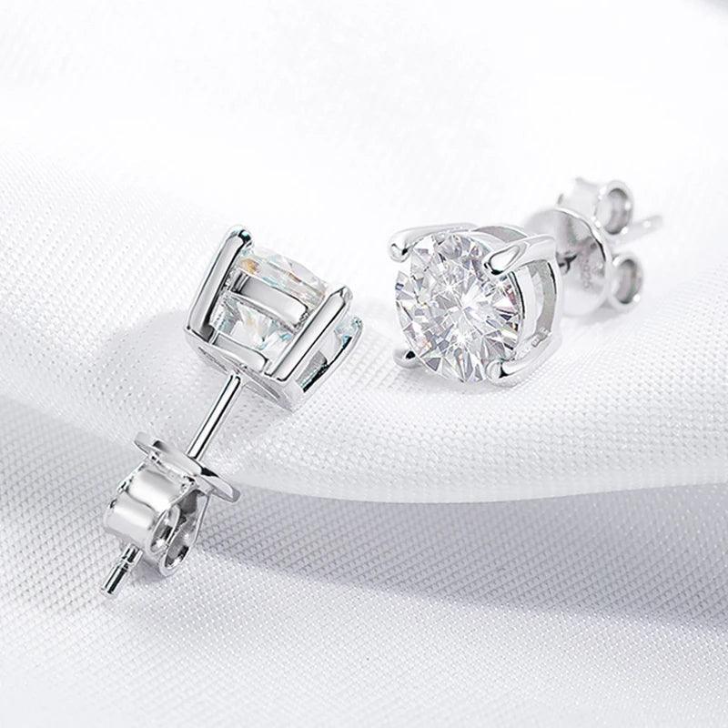RSE-101 Original Moissanite Stud Earrings in Pure Silver - Ringshing.com