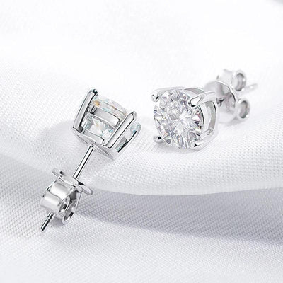 RSE-101 Original Moissanite Stud Earrings in Pure Silver - Ringshing.com