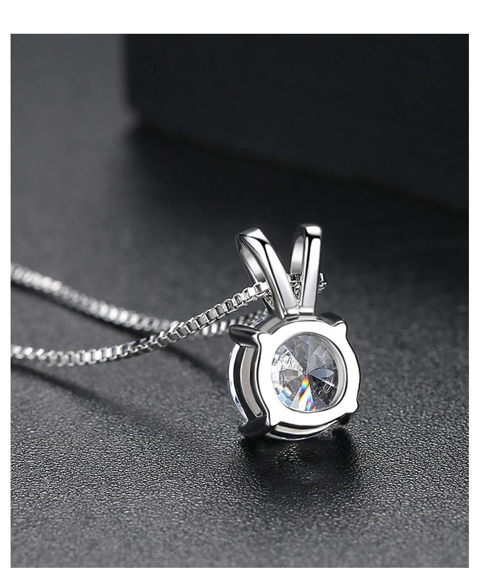 RSP-101 Original Moissanite Solitaire Pendant Necklace in Pure Silver - Ringshing.com