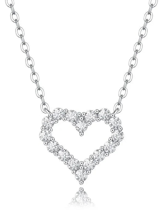 RSP-109 Original Moissanite Heart Pendant Necklace in Pure Silver - Ringshing.com