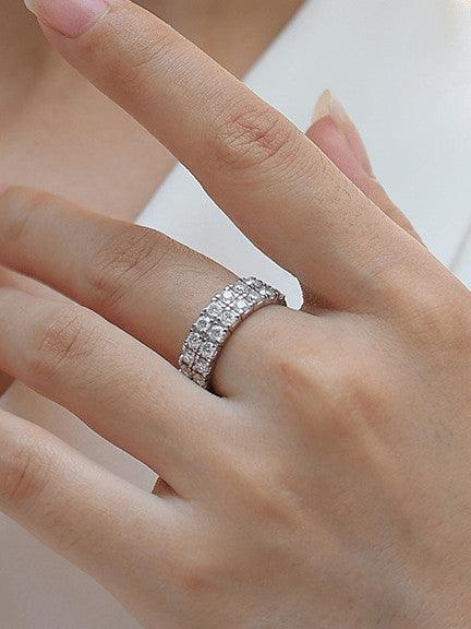 RSR-124 Moissanite Diamond Geometric Dainty Band Ring - Ringshing.com