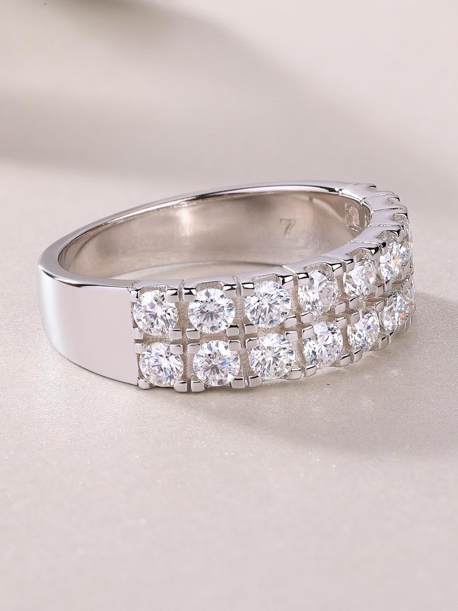 RSR-124 Moissanite Diamond Geometric Dainty Band Ring - Ringshing.com