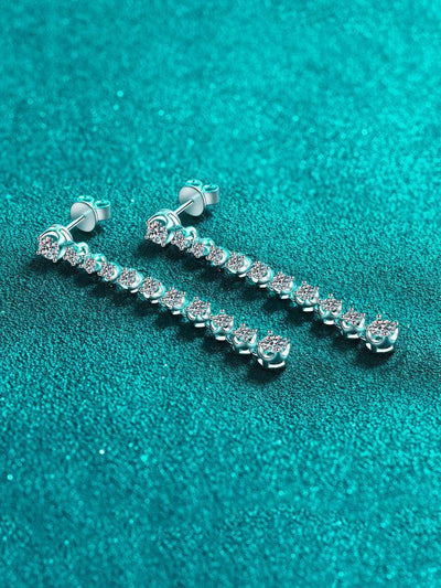 RSE 109 Elegance Redefined Moissanite Geometric Dainty Long Drop Earring 1.18 Ct - Ringshing.com