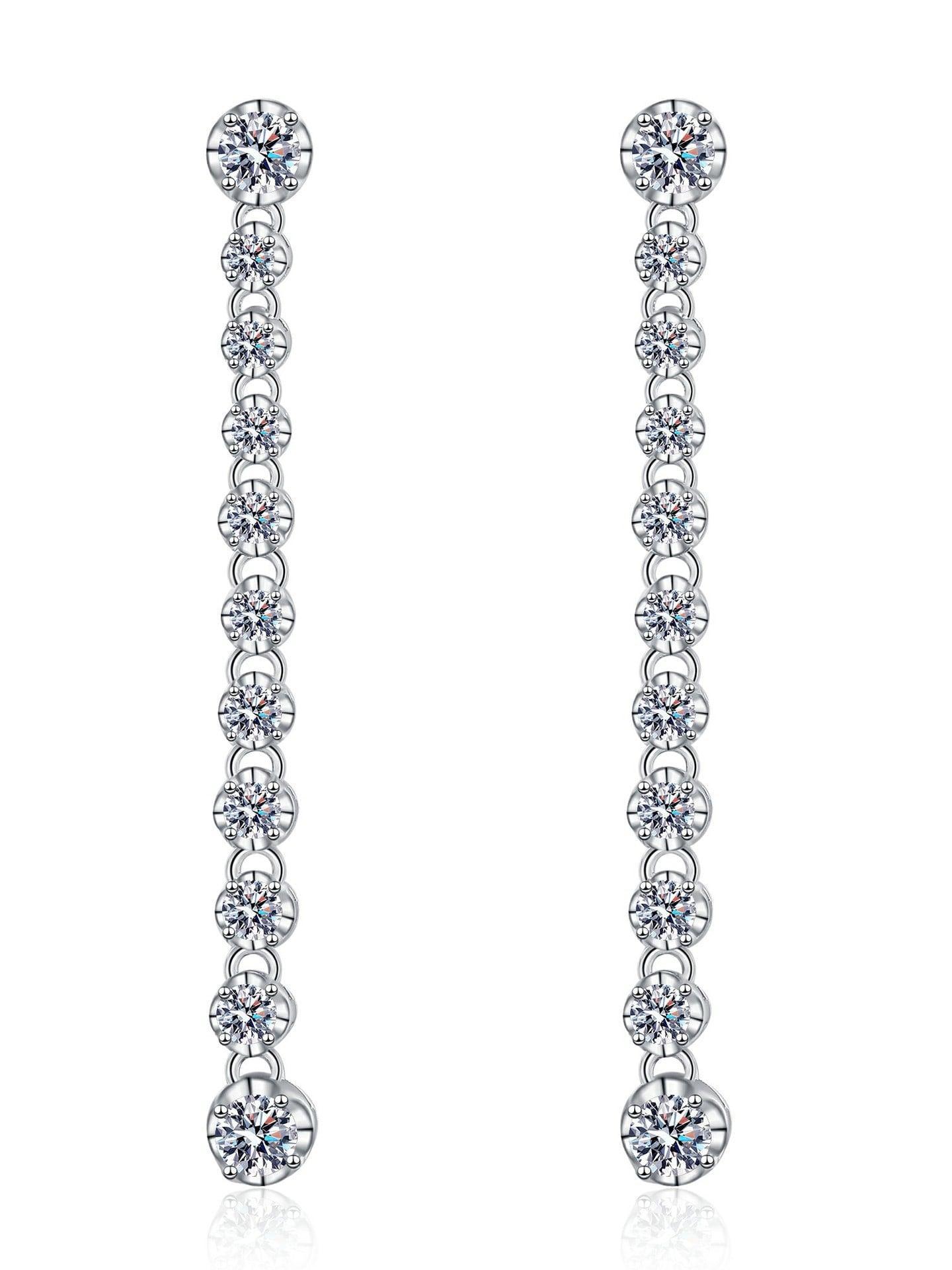 RSE 109 Elegance Redefined Moissanite Geometric Dainty Long Drop Earring 1.18 Ct - Ringshing.com