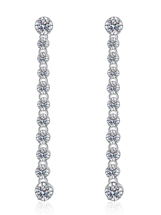 RSE 109 Elegance Redefined Moissanite Geometric Dainty Long Drop Earring 1.18 Ct - Ringshing.com