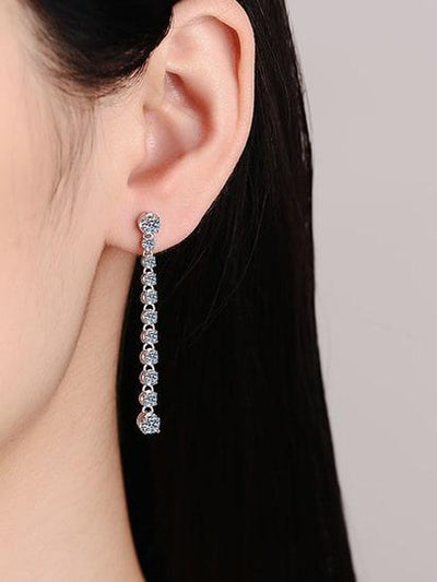 RSE 109 Elegance Redefined Moissanite Geometric Dainty Long Drop Earring 1.18 Ct - Ringshing.com