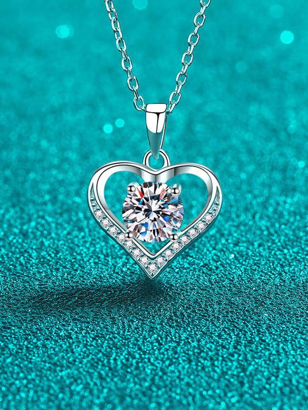 RSP 305 Radiant Love Moissanite Heart Dainty Necklace 1.0 Carat - Ringshing.com