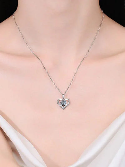 RSP 305 Radiant Love Moissanite Heart Dainty Necklace 1.0 Carat - Ringshing.com