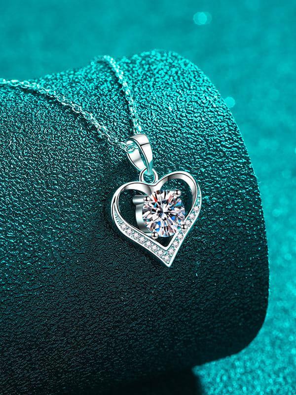RSP 305 Radiant Love Moissanite Heart Dainty Necklace 1.0 Carat - Ringshing.com