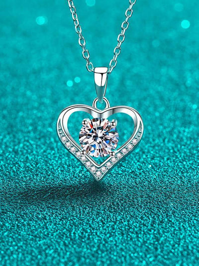 RSP 305 Radiant Love Moissanite Heart Dainty Necklace 1.0 Carat - Ringshing.com