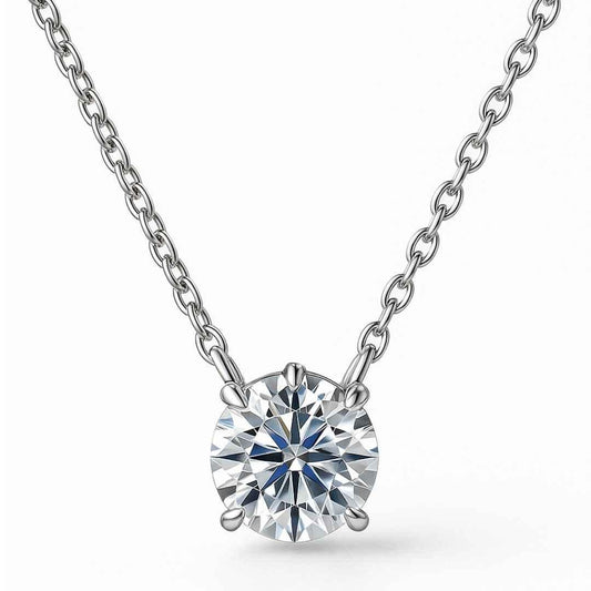 RSP-102 IGC Certified O-Chain Moissanite Solitaire Pendant in 925 Silver
