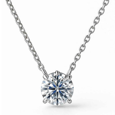 RSP-102 O-chain Original Moissanite Solitaire Pendant Necklace in Pure Silver