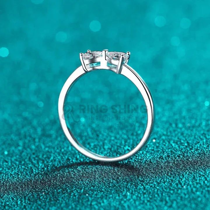 RSR-306 Stunning Double Heart-Shaped Moissanite Ring - Ringshing.com