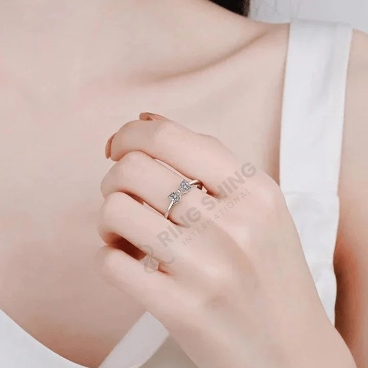 RSR-306 Stunning Double Heart-Shaped Moissanite Ring - Ringshing.com