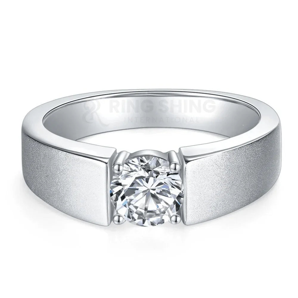 RSR-214: Sophisticated Matte-Finish Moissanite Diamond Ring - Ringshing.com