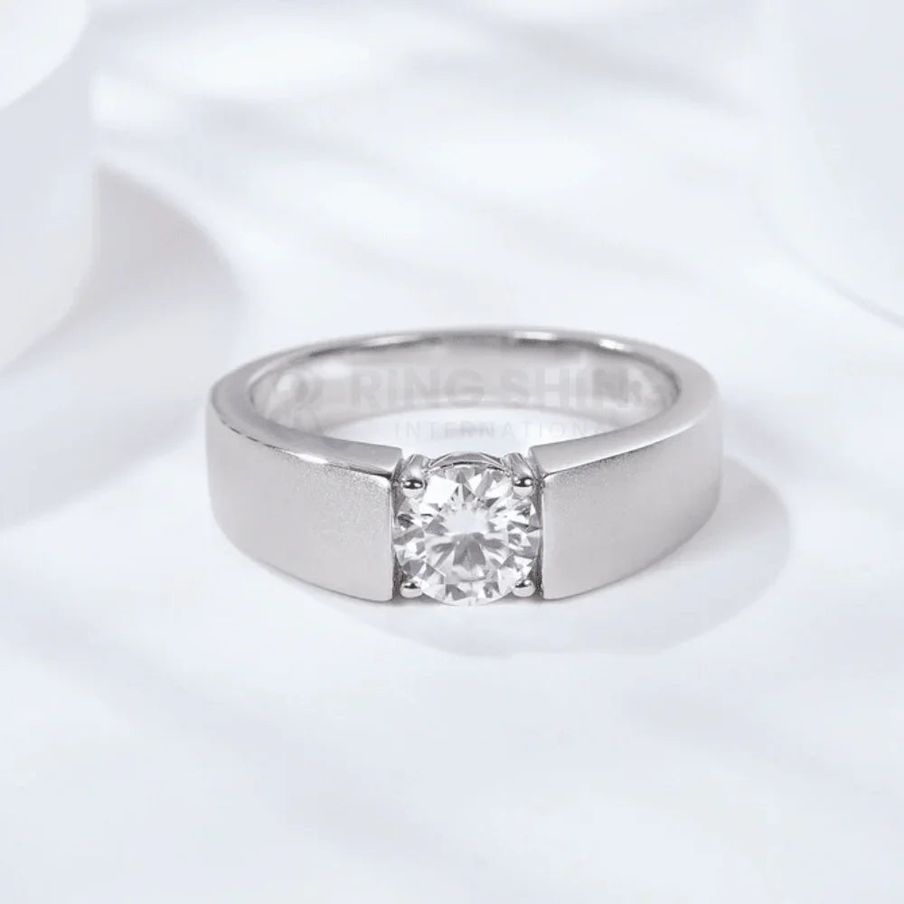 RSR-214: Sophisticated Matte-Finish Moissanite Diamond Ring - Ringshing.com