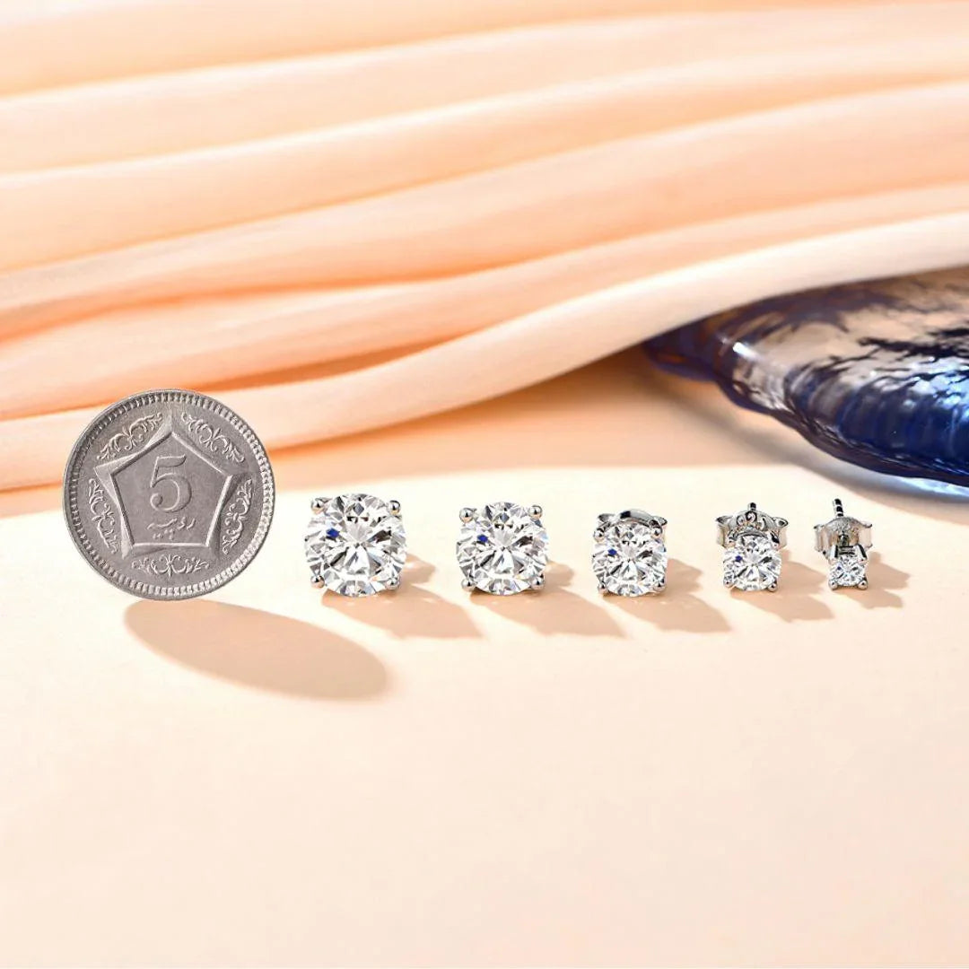 RSE-101 Original Moissanite Stud Earrings in Pure Silver - Ringshing.com