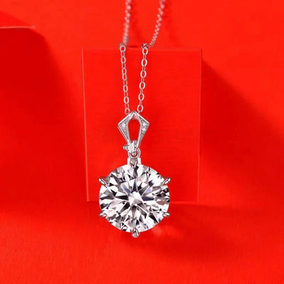RSP 308 10.0 Carat Moissanite Diamond Pendant Rhodium Plated - Ringshing.com