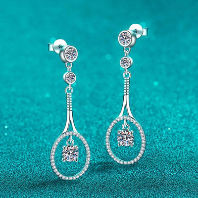 RSE-238 Moissanite Tennis Racket Drop Earrings - Ringshing.com