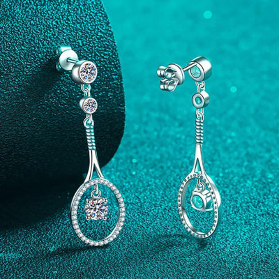 RSE-238 Moissanite Tennis Racket Drop Earrings - Ringshing.com