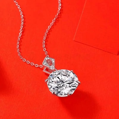 RSP 308 10.0 Carat Moissanite Diamond Pendant Rhodium Plated - Ringshing.com