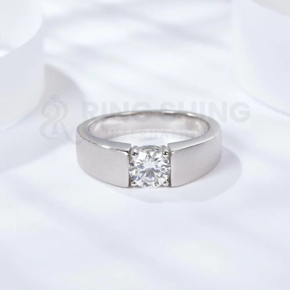 RSR-214: Sophisticated Matte-Finish Moissanite Diamond Ring - Ringshing.com