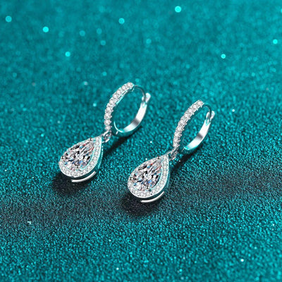 RSE-239 Classic Elegance: Original Moissanite Sterling Silver Teardrop Earrings - Ringshing.com