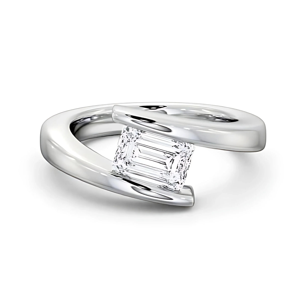 RSR-165 Premium Emerald Cut Moissanite Diamond Ring - Ringshing.com
