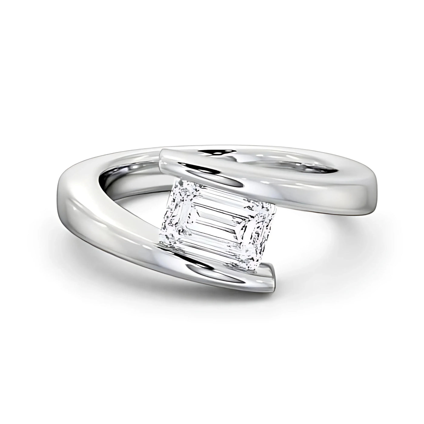 RSR-165 Premium Emerald Cut Moissanite Diamond Ring - Ringshing.com