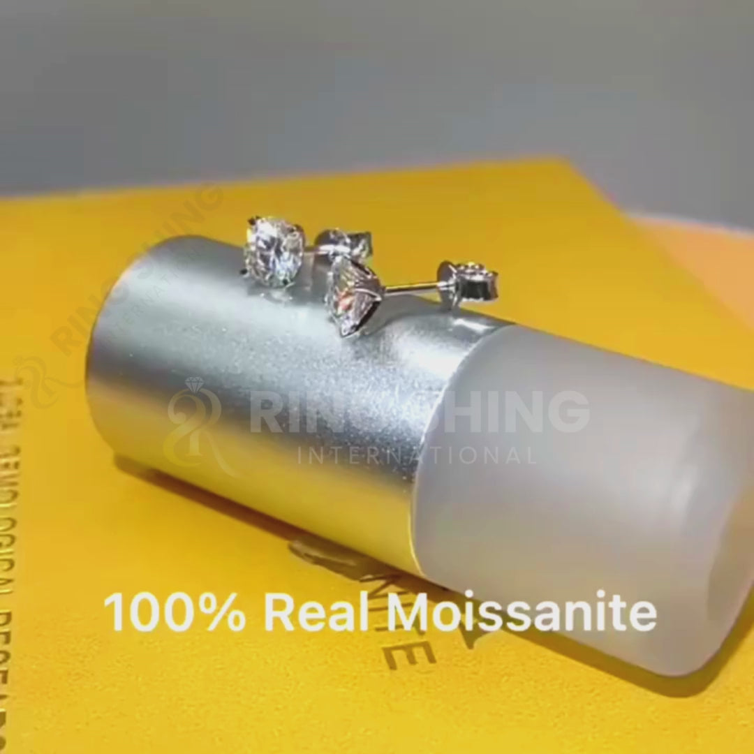 RSE-102 Original Moissanite Stud Earrings in Pure Silver