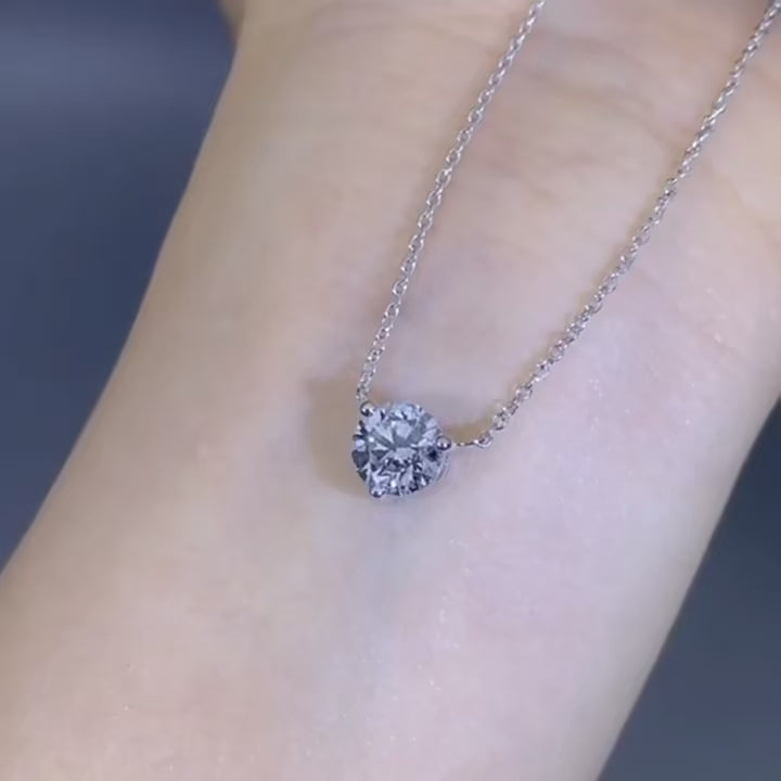RSP-102 O-chain Original Moissanite Solitaire Pendant Necklace in Pure Silver