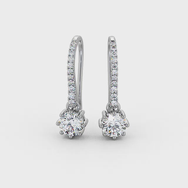 RSE-403 Drop Round Moissanite Earrings