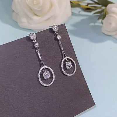 RSE-238 Moissanite Tennis Racket Drop Earrings