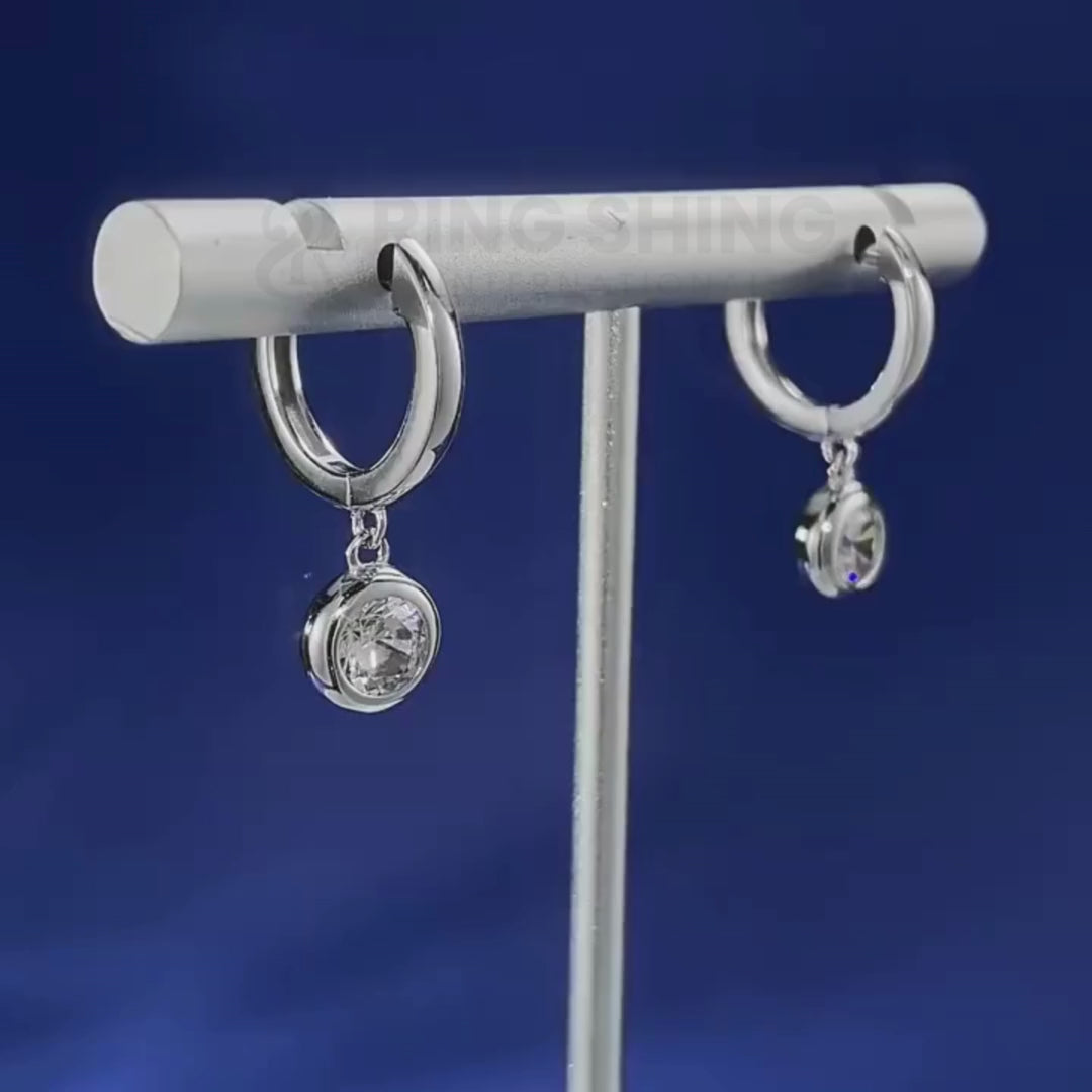 RSR-309 Elegance: Modern Hoop Earrings with 5.0mm Real Moissanite and Sterling Silver 925